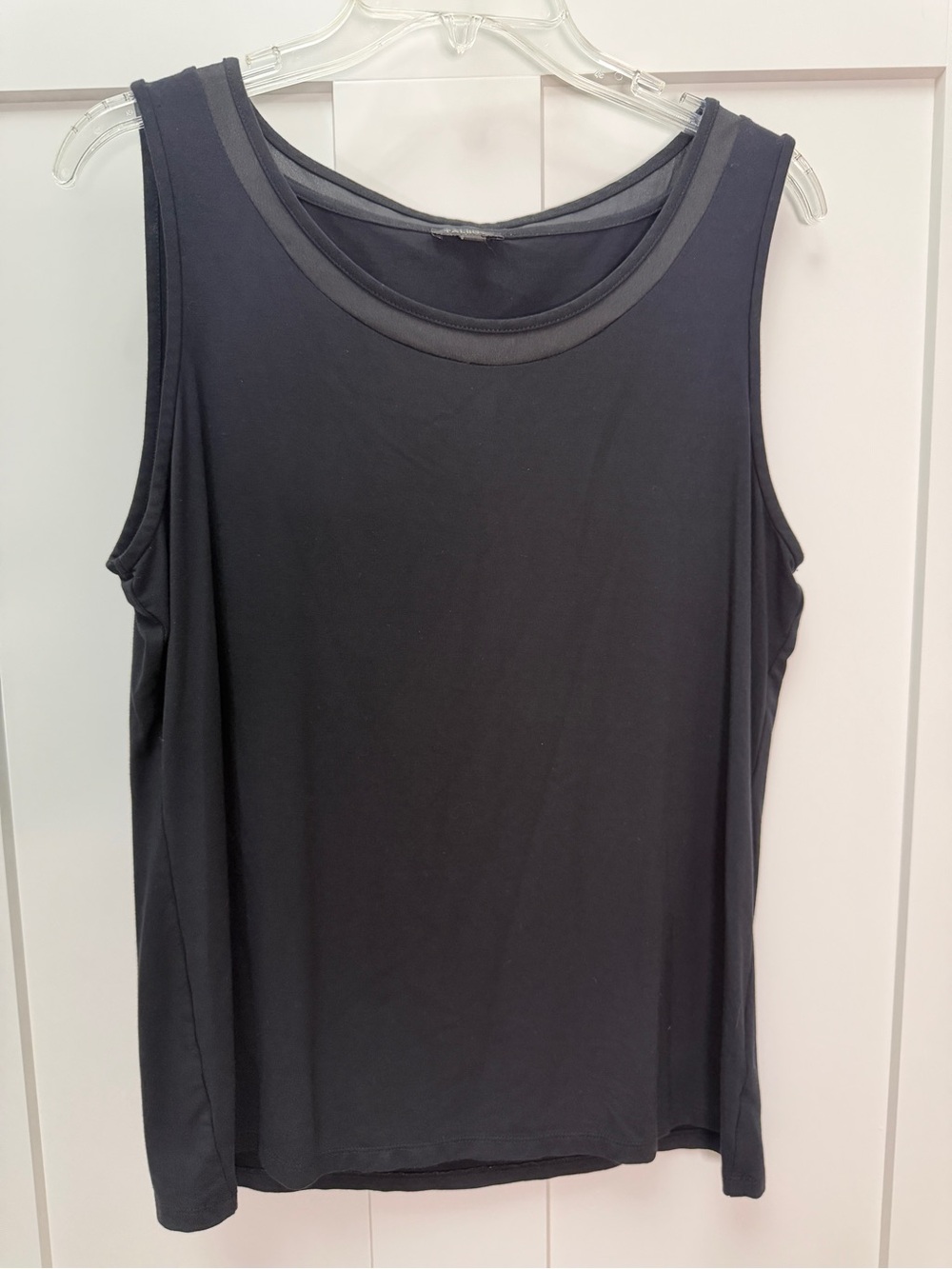Talbot’s Women's Black Sleeveless Tank Top - Classic Layered Neckline